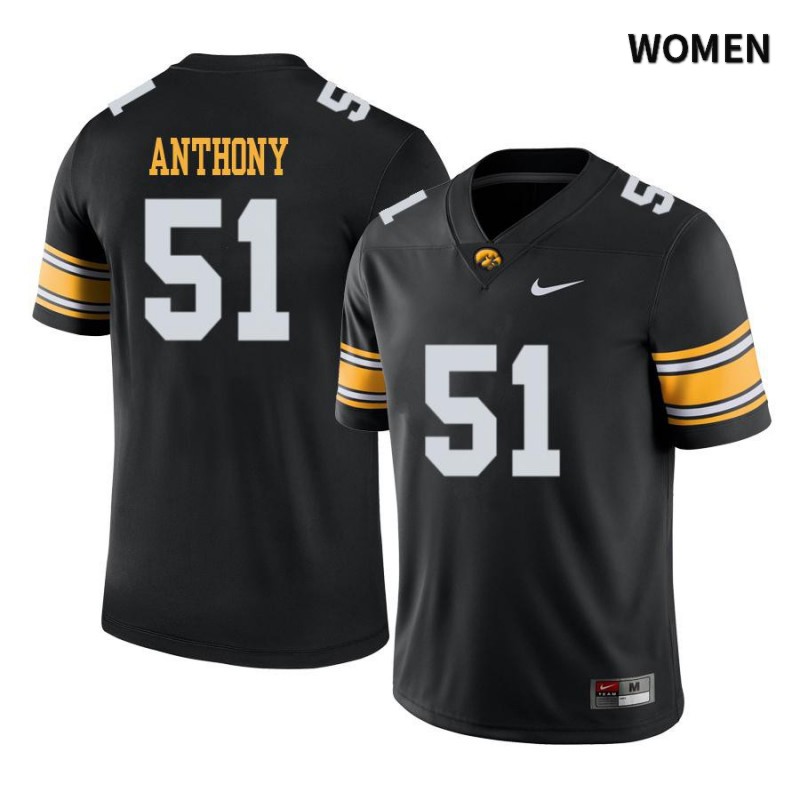 Women's Iowa Hawkeyes NCAA #51 Will Anthony Black Authentic Nike Alumni Stitched College Football Jersey YM34Y78OL